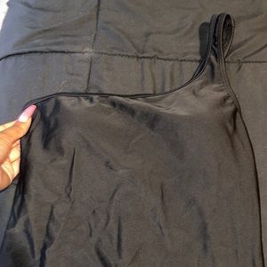Black off the shoulder one piece bathing suit